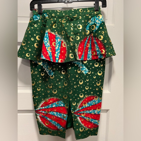 ANKARA African Wax Print Peplum Cotton Skirt ✨ - Picture 5 of 7